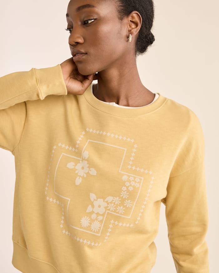 WOMEN'S CROSS GRAPHIC FRENCH TERRY CREWNECK